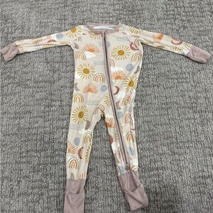 Little Sleepies Cream Sun & Rainbow Footed One-Piece Pajama Zippie